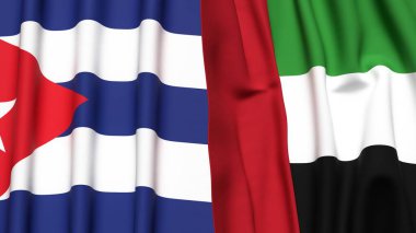 Gerçekçi kumaşlı CUBA ve BAE bayrakları