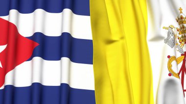 CUBA ve VATICAN bayrakları gerçekçi kumaş dokusuyla