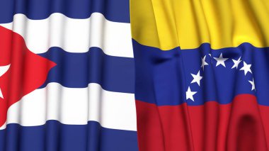 Gerçekçi kumaşlı CUBA ve Venezuela bayrakları