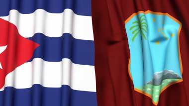 Gerçekçi kumaşlı CUBA ve Batı Hint Adaları bayrakları