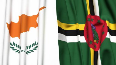 Gerçekçi kumaş dokusuna sahip CYPRUSS ve DOMINICA bayrakları