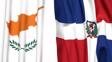 Gerçekçi kumaş dokusuna sahip CYPRUSS ve DOMINICAN REPUBLIC bayrakları
