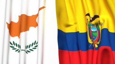 Gerçekçi kumaş dokusuna sahip CYPRUSS ve Ekvador bayrakları