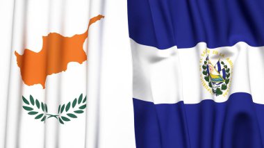 Gerçekçi kumaş dokusuna sahip CYPRUSS ve EL SALVADOR bayrakları