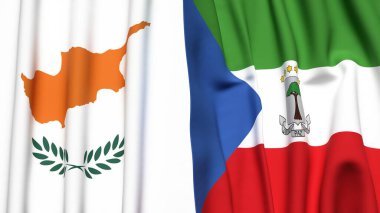 CYPRUSS ve EquATORIAL GUINEA bayrakları gerçekçi kumaş dokusuna sahip