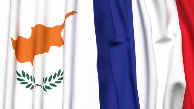 Gerçekçi kumaş dokusuna sahip CYPRUSS ve FRANCE bayrakları
