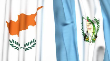 Gerçekçi kumaş dokusuna sahip CYPRUSS ve GUATEMALA bayrakları