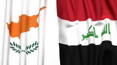 Gerçekçi kumaş dokusuna sahip CYPRUSS ve IRAQ bayrakları