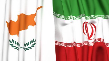 Gerçekçi kumaş dokusuna sahip CYPRUSS ve IRAN bayrakları