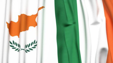 Gerçekçi kumaş dokusuna sahip CYPRUSS ve IRELAND bayrakları