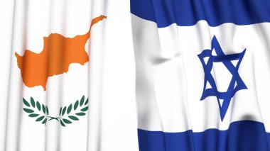 Gerçekçi kumaşlı CYPRUSS ve İsrail bayrakları