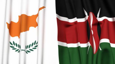 Gerçekçi kumaş dokusuna sahip CYPRUSS ve KENYA bayrakları