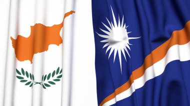 CYPRUSS ve MARSHall Adaları bayrakları gerçekçi kumaş dokusuyla