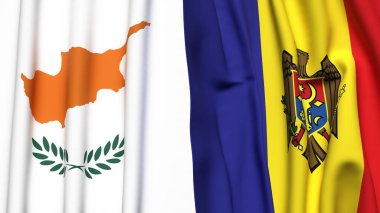 Gerçekçi kumaş dokusuna sahip CYPRUSS ve MOLDOVA bayrakları