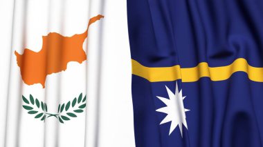 Gerçekçi kumaş desenli CYPRUSS ve NAURU bayrakları