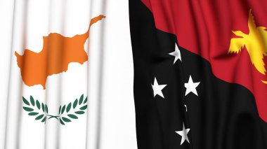 CYPRUSS ve PAPUA YENİ GİNE bayrakları gerçekçi kumaş dokusuna sahip