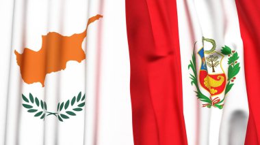 Gerçekçi kumaşlı CYPRUSS ve Peru bayrakları