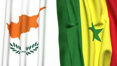 Gerçekçi kumaş dokusuna sahip CYPRUSS ve SENEGAL bayrakları