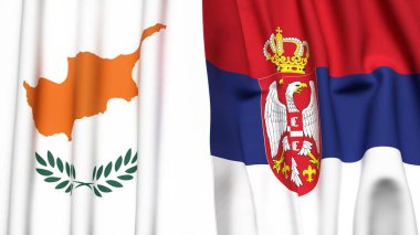 Gerçekçi kumaş dokusuna sahip CYPRUSS ve SERBIA bayrakları