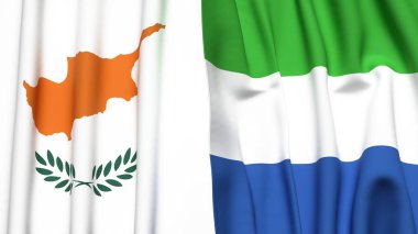 Gerçekçi kumaş dokusuna sahip CYPRUSS ve SIERRA LEone bayrakları