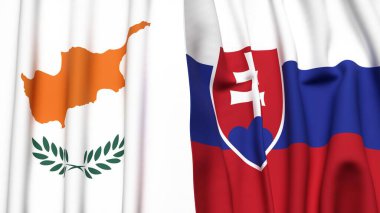 Gerçekçi kumaş dokusuna sahip CYPRUSS ve SLOVAKIA bayrakları
