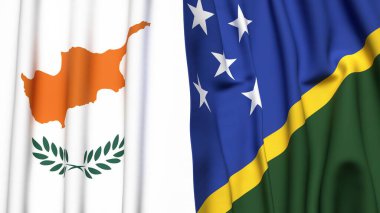CYPRUSS ve SOLOMON Adaları bayrakları gerçekçi kumaş dokusuyla