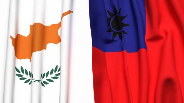 Gerçekçi kumaş desenli CYPRUSS ve Tayvan bayrakları