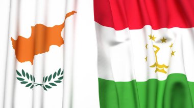Gerçekçi kumaş dokusuna sahip CYPRUSS ve TAJIKISTAN bayrakları