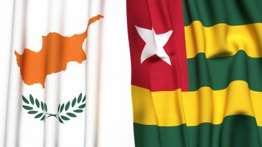 Gerçekçi kumaş dokusuna sahip CYPRUSS ve TOGO bayrakları