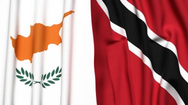 Gerçekçi kumaş dokusuna sahip CYPRUSS ve TRINIDAD bayrakları