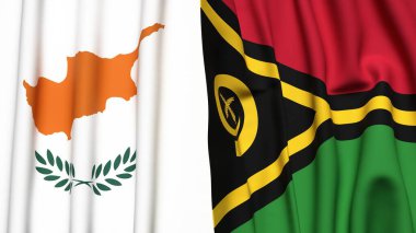 Gerçekçi kumaş dokusuna sahip CYPRUSS ve VANUATU bayrakları