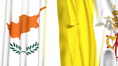 Gerçekçi kumaş dokusuna sahip CYPRUSS ve VATICAN bayrakları