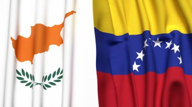 Gerçekçi kumaş dokusuna sahip CYPRUSS ve Venezuela bayrakları