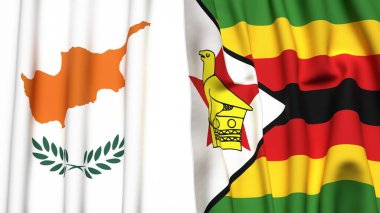 Gerçekçi kumaş dokusuna sahip CYPRUSS ve ZIMBABWE bayrakları