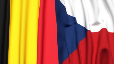 CZECH REPUBLIC ve Çad bayrakları gerçekçi kumaş dokusuna sahip