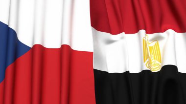 Gerçekçi kumaş dokusuna sahip CZECH Cumhuriyet ve EGYPT bayrakları