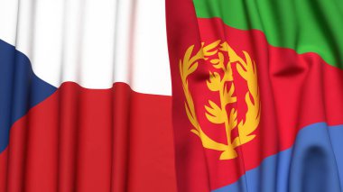 Gerçekçi kumaş dokusuna sahip CZECH Cumhuriyet ve ERITREA bayrakları