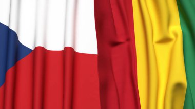 Gerçekçi kumaş dokusuna sahip CZECH Cumhuriyet ve GUINEA bayrakları