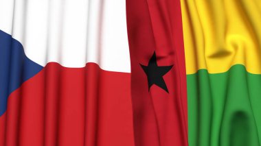 Gerçekçi kumaş dokusuna sahip CZECH Cumhuriyet ve Gine-BISSAU bayrakları