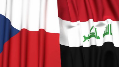 Gerçekçi kumaş dokusuna sahip CZECH Cumhuriyet ve IRAQ bayrakları