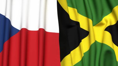 Gerçekçi kumaş dokusuna sahip CZECH Cumhuriyet ve JAMAICA bayrakları
