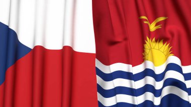Gerçekçi kumaş dokusuna sahip CZECH Cumhuriyet ve KIRIBATI bayrakları