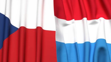 Gerçekçi kumaş dokusuna sahip CZECH Cumhuriyet ve LUXEMBOURG bayrakları