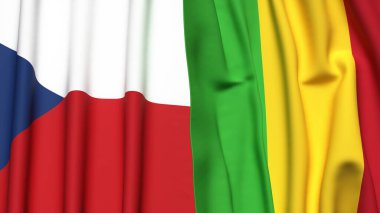 Gerçekçi kumaş dokusuna sahip CZECH Cumhuriyet ve MALI bayrakları