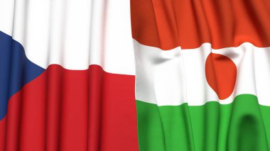 Gerçekçi kumaş dokusuna sahip CZECH Cumhuriyet ve NIGER bayrakları