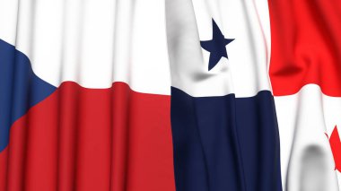 Gerçekçi kumaş dokusuna sahip CZECH Cumhuriyet ve Panama bayrakları