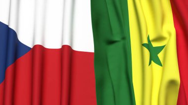 Gerçekçi kumaş dokusuna sahip CZECH Cumhuriyet ve SENEGAL bayrakları
