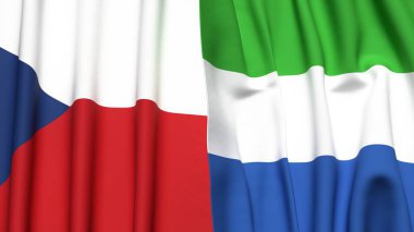 Gerçekçi kumaş dokusuna sahip CZECH Cumhuriyet ve SIERRA LEone bayrakları