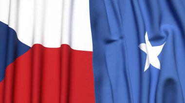 Gerçekçi kumaş dokusuna sahip CZECH Cumhuriyet ve SOMALYA bayrakları