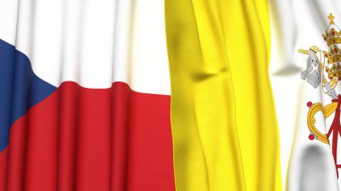 Gerçekçi kumaş dokusuna sahip CZECH Cumhuriyet ve VATİKAN bayrakları